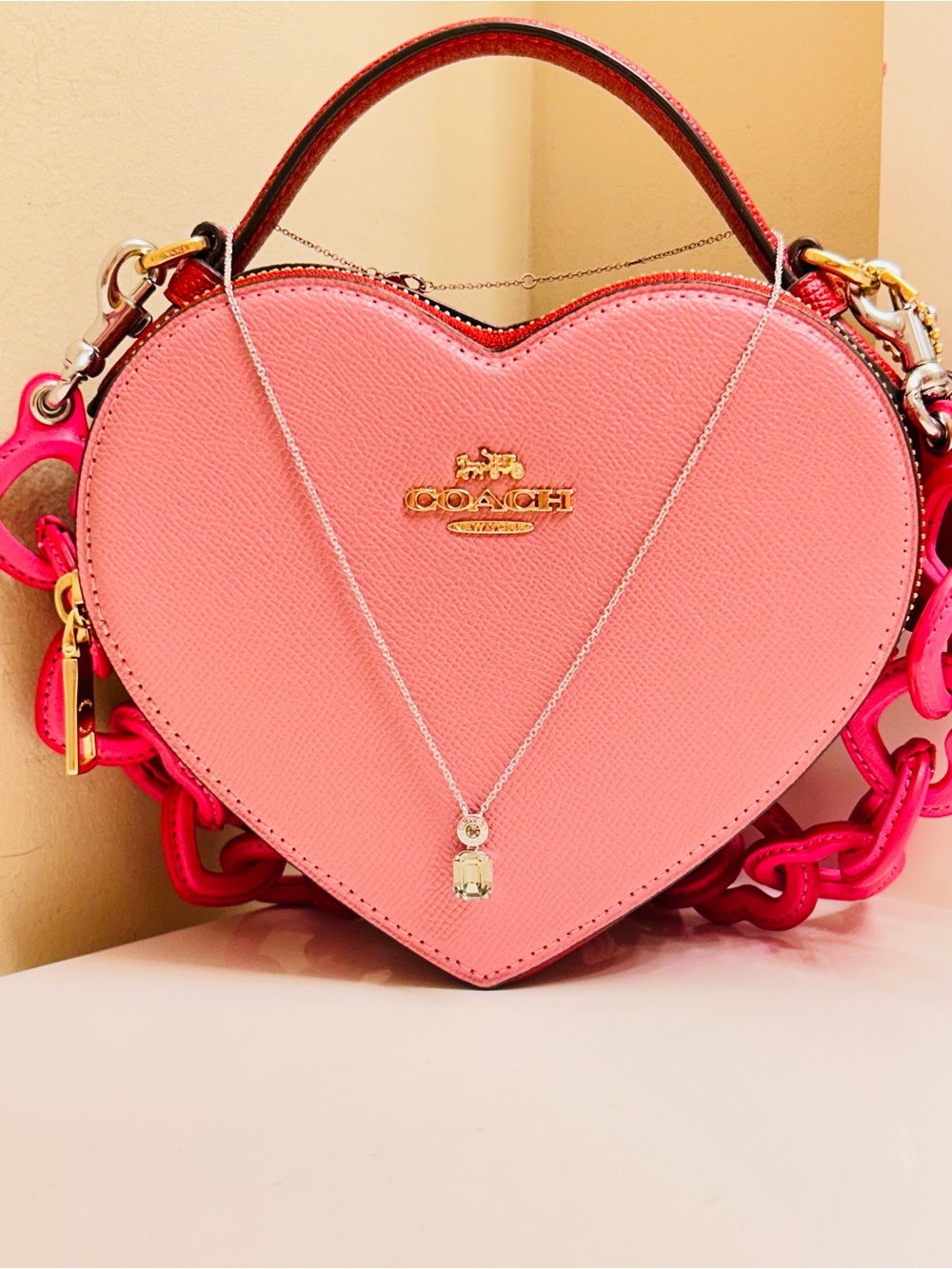 Coach Smoky Gray Stone Charm Necklace - Picture 2 of 14